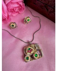 Pachi Kundan Elephant Set 001